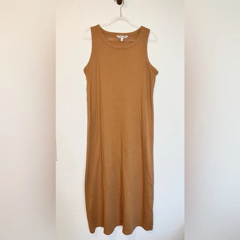 ELIZABETH AND JAMES Long Camel Sleeveless Dress Minimalist A-line Size S